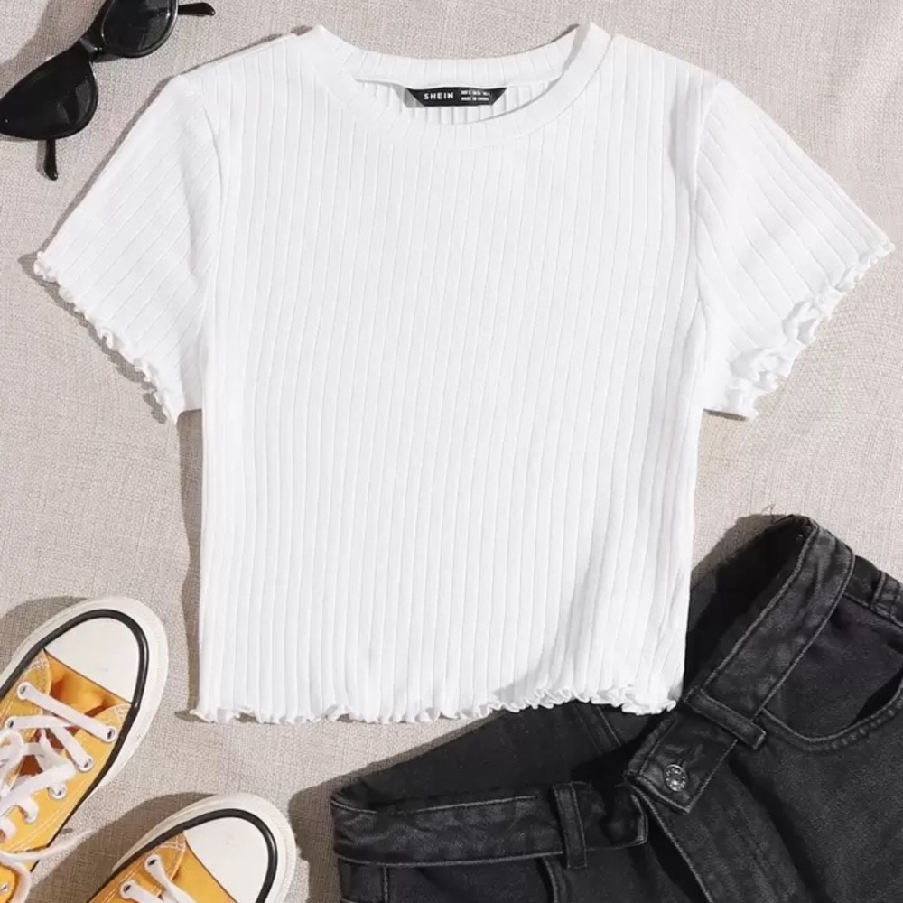 SHEIN Rib-knit Tee - White